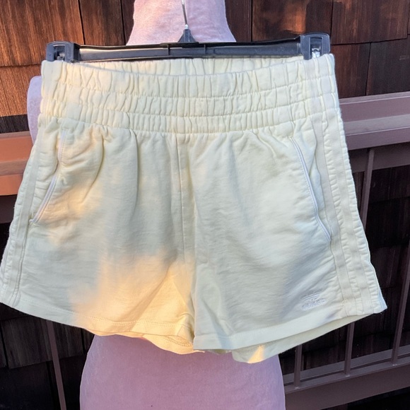 adidas Pants - Addidas pastel yellow lightweight denim style short shorts, Small